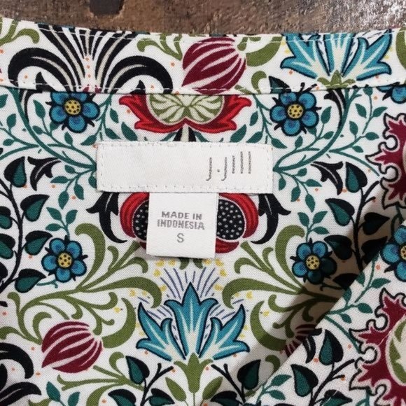 J. Jill floral persian vintage button up floral vneck tunic top woman's size s - Picture 2 of 10